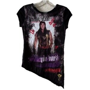 Disney Special Edition Women's Asymmetrical Tee Top Size Medium Black Graphic